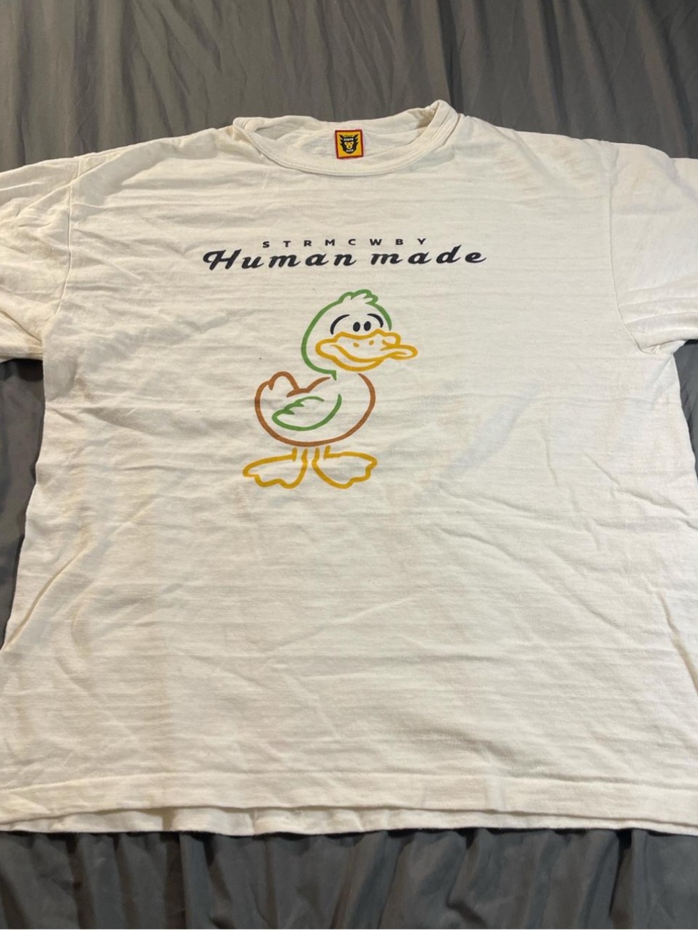 Human Made White Short Sleeve Tee with Multicolor Duck Outline